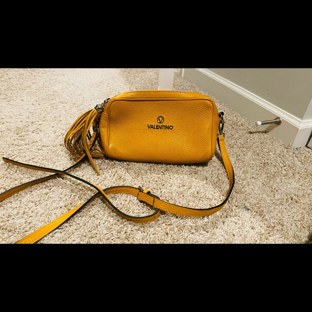 Valentino handbag crossbody or shoulder yellow Authentic very soft like new